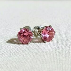 90s Vintage Rose Pink Studs made with Swarovski Crystal Elements Silver Overlay